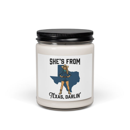 She’s From Texas Darlin' Candle, Soy Jar, Lone Star Cowgirl, Southern Pride